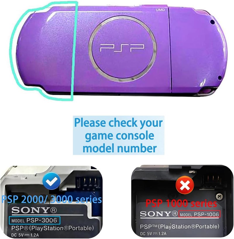 OSTENT غطاء واقي للبطارية قطع غيار إصلاح بديل لجهاز سوني PSP 2000/3000 لون بنفسجي - Image 2